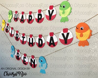 FISH Happy Birthday Banner - O-FISH-ALLY ONE Party Handmade Paper Banner - image3
